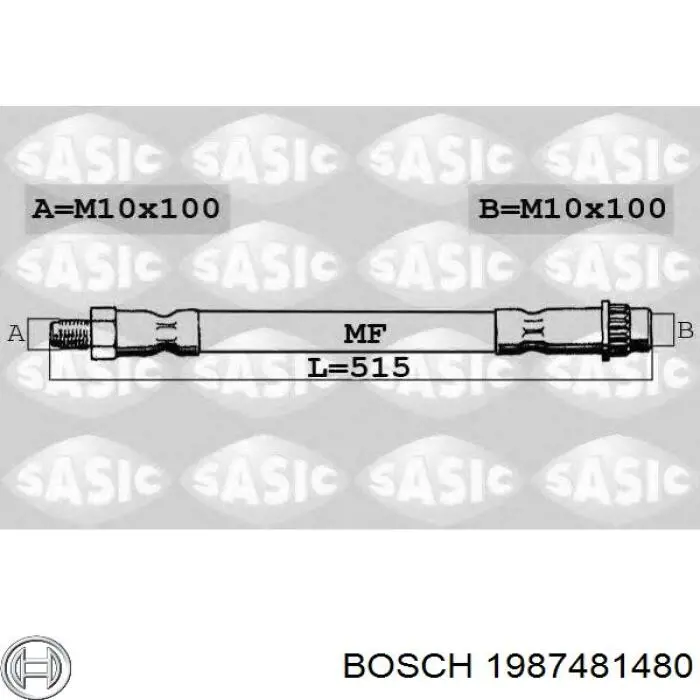 Шланг тормозной передний 1987481480 Bosch
