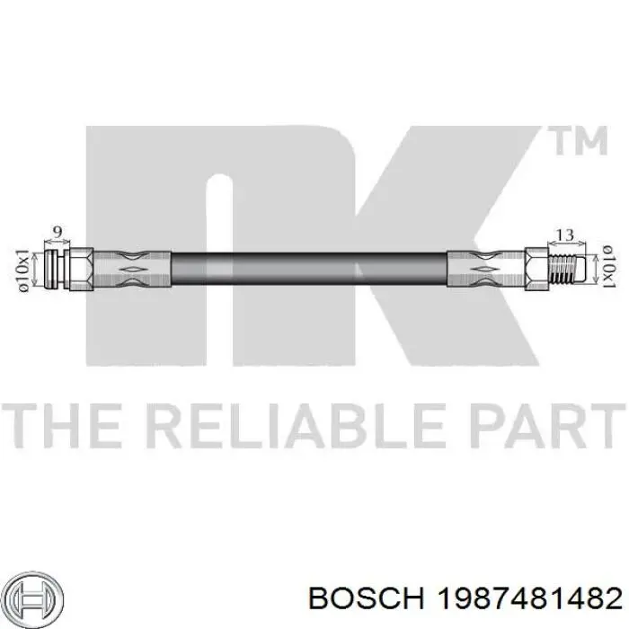 Купить 1987481482 Bosch Шланг тормозной передний