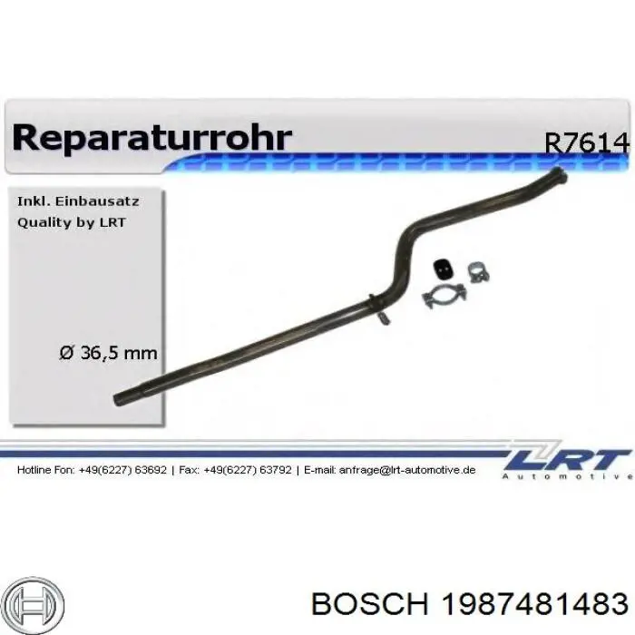 Задний тормозной шланг 1987481483 Bosch