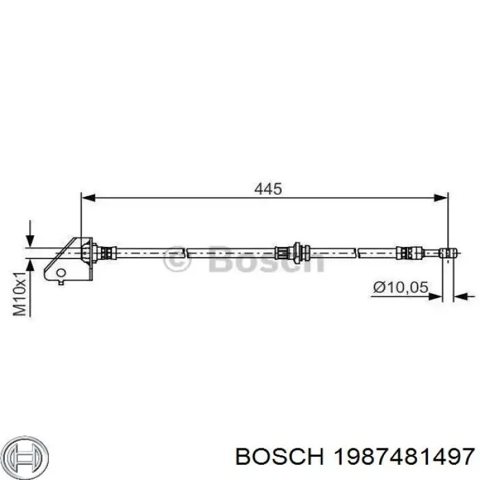 Шланг тормозной передний левый Bosch 1987481497