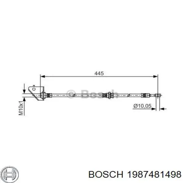 Купить 1987481498 Bosch Шланг тормозной передний, правый