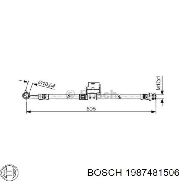 Шланг тормозной задний левый Bosch 1987481506