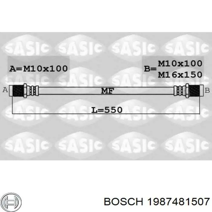 Шланг тормозной передний 1987481507 Bosch