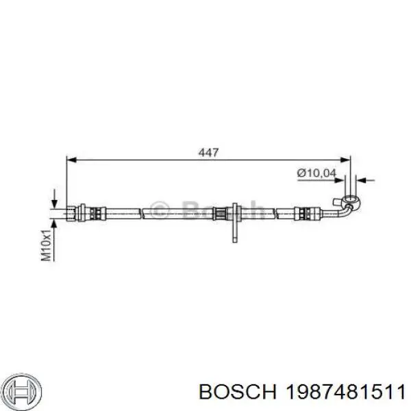 Шланг тормозной передний левый 1987481511 Bosch