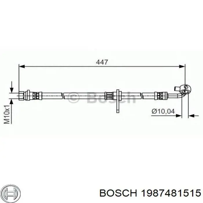 Tubo flexible de frenos delantero derecho 1987481515 Bosch
