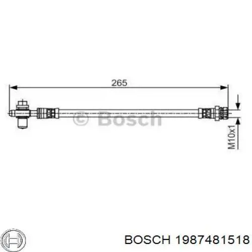 Tubo flexible de frenos trasero izquierdo 1987481518 Bosch