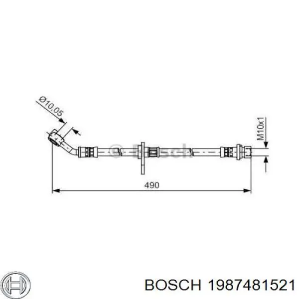 1987481521 Bosch шланг тормозной задний правый