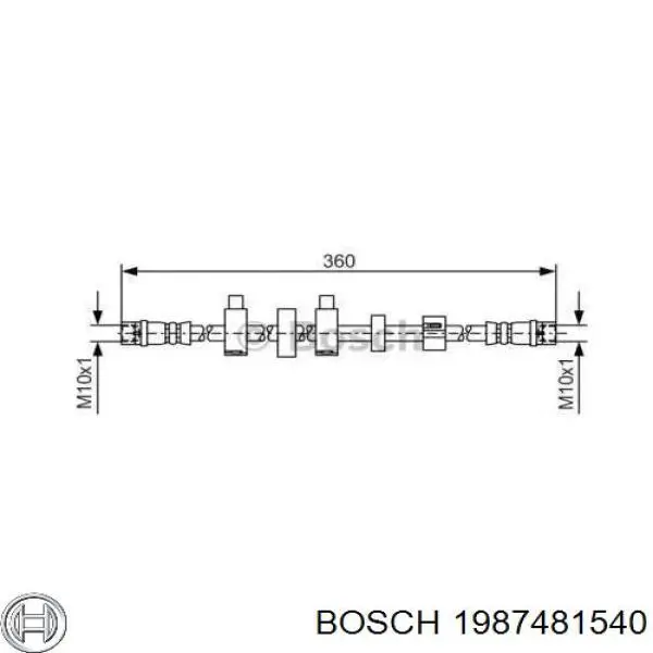 Шланг тормозной передний правый 1987481540 Bosch