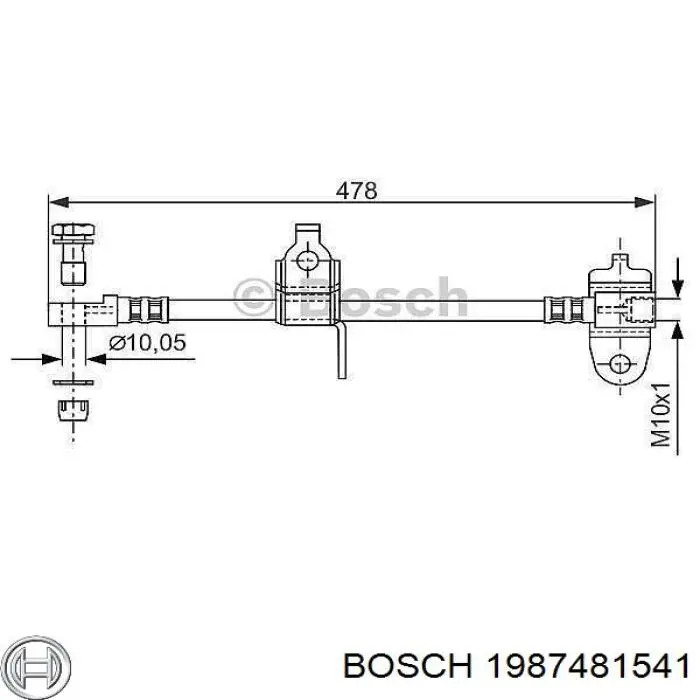 Купить 1987481541 Bosch Задний тормозной шланг