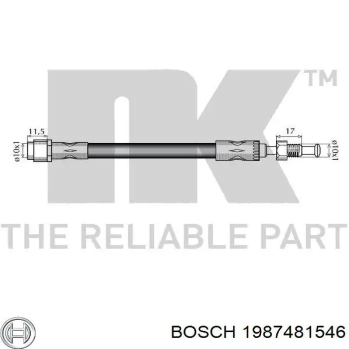 Шланг тормозной передний Bosch 1987481546 цена, от 18.75 USD