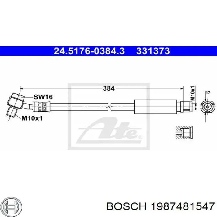 1987481547 Bosch шланг тормозной задний