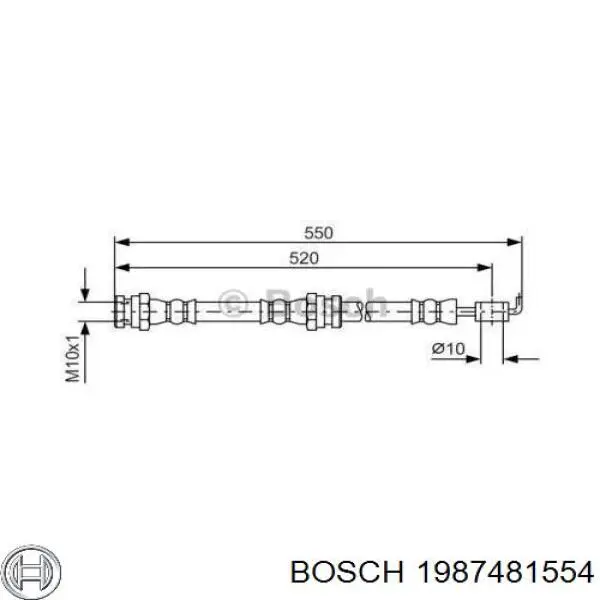 Задний тормозной шланг 1987481554 Bosch