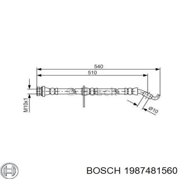 1987481560 Bosch шланг тормозной передний левый