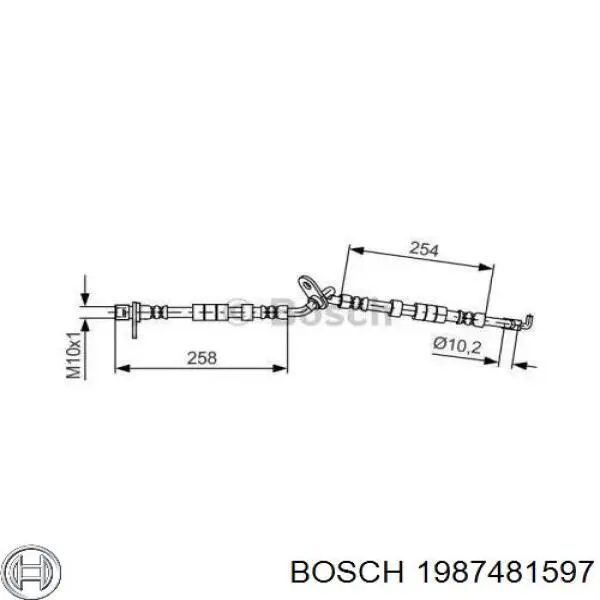 1987481597 Bosch шланг тормозной передний правый