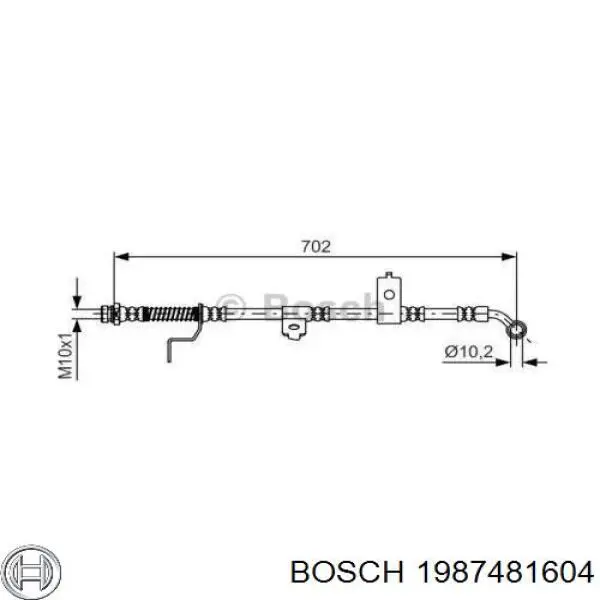 Шланг тормозной передний правый 1987481604 Bosch