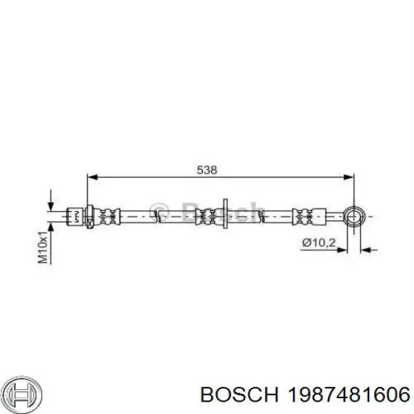 1 987 481 606 Bosch шланг тормозной передний левый