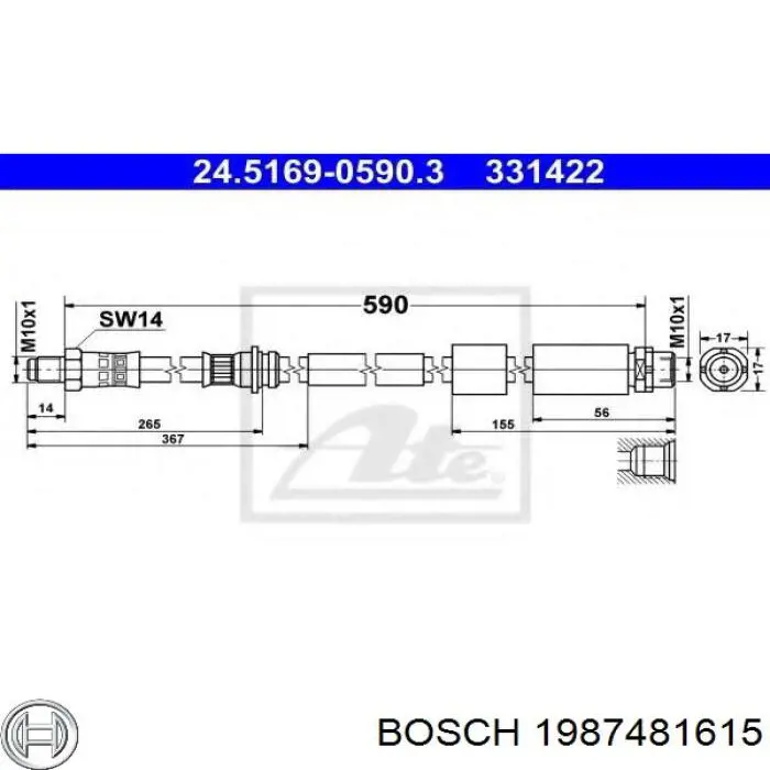 1987481615 Bosch mangueira do freio dianteira