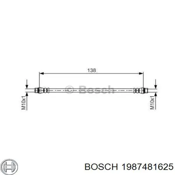 Шланг тормозной задний Bosch 1987481625