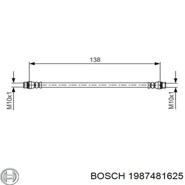 Задний тормозной шланг 1987481625 Bosch