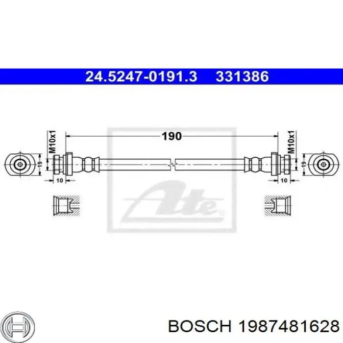 Шланг гальмівний задній 1987481628 Bosch