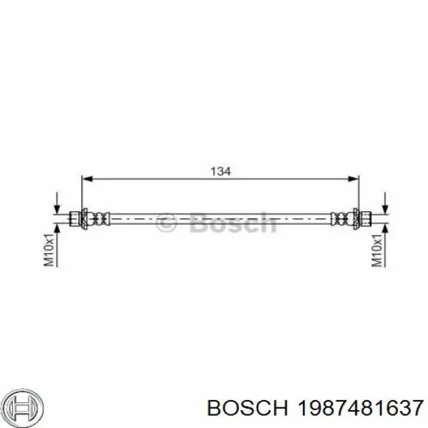 1987481637 Bosch Шланг тормозной задний правый