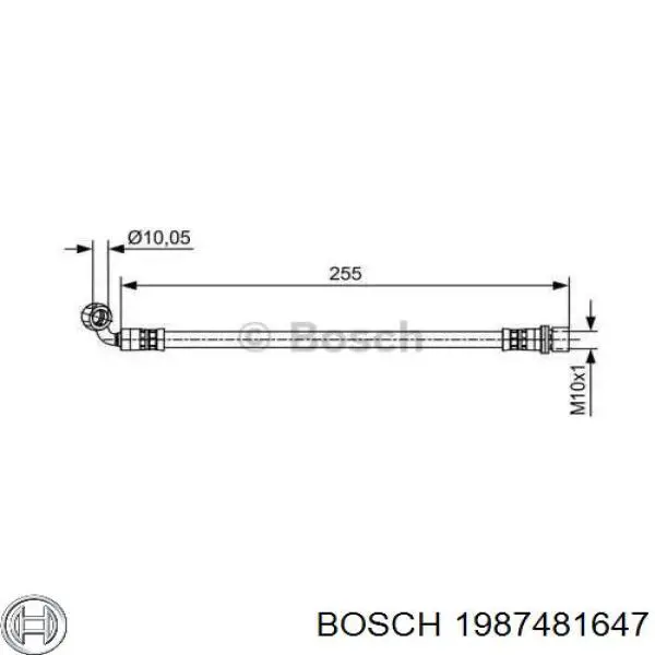 Задний левый тормозной шланг Bosch 1987481647