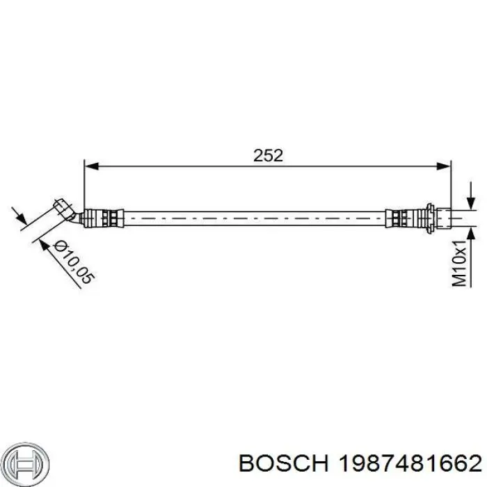 Шланг тормозной задний правый Bosch 1987481662
