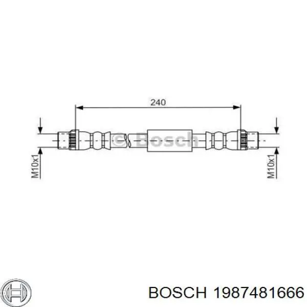 Задний тормозной шланг 1987481666 Bosch