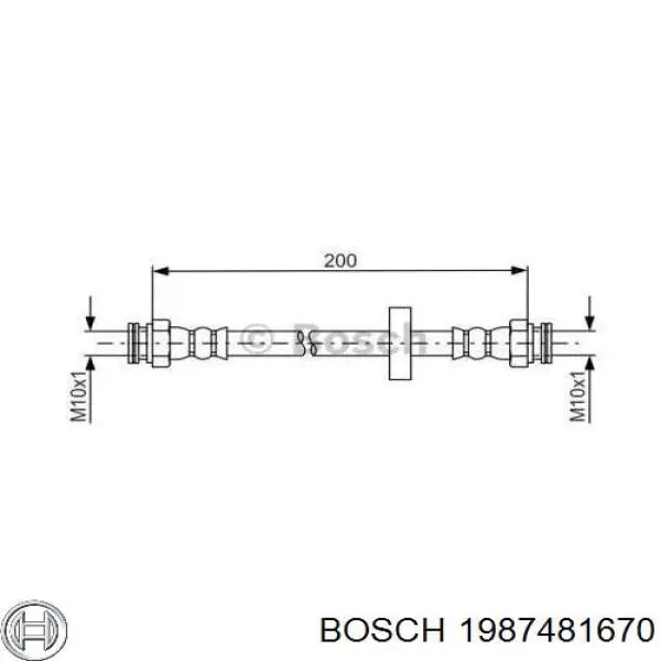 Задний тормозной шланг 1987481670 Bosch