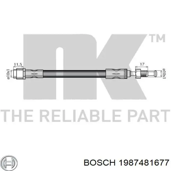 1987481677 Bosch Гибкая тормозная трубка передняя