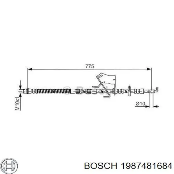 1987481684 Bosch Шланг тормозной левый передний