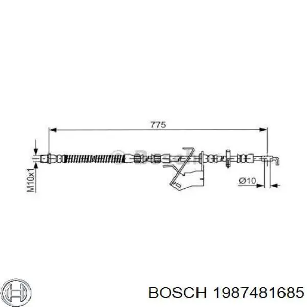1987481685 Bosch Шланг тормозной передний правый