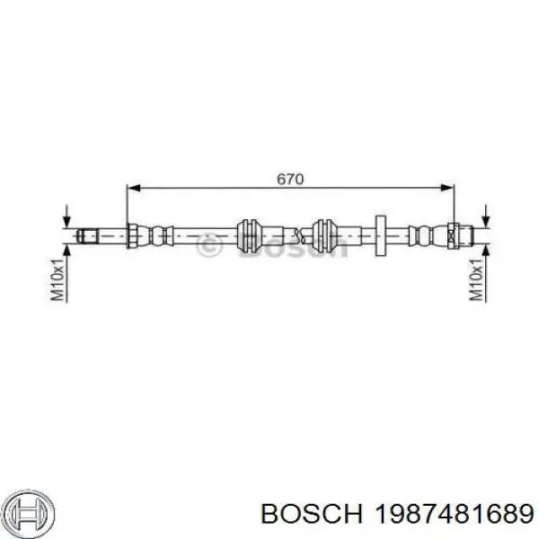 Шланг тормозной передний 1987481689 Bosch