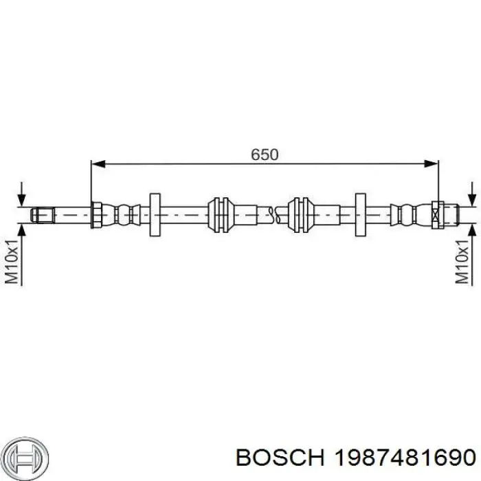 1987481690 Bosch шланг тормозной передний