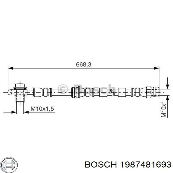 1987481693 Bosch mangueira do freio dianteira