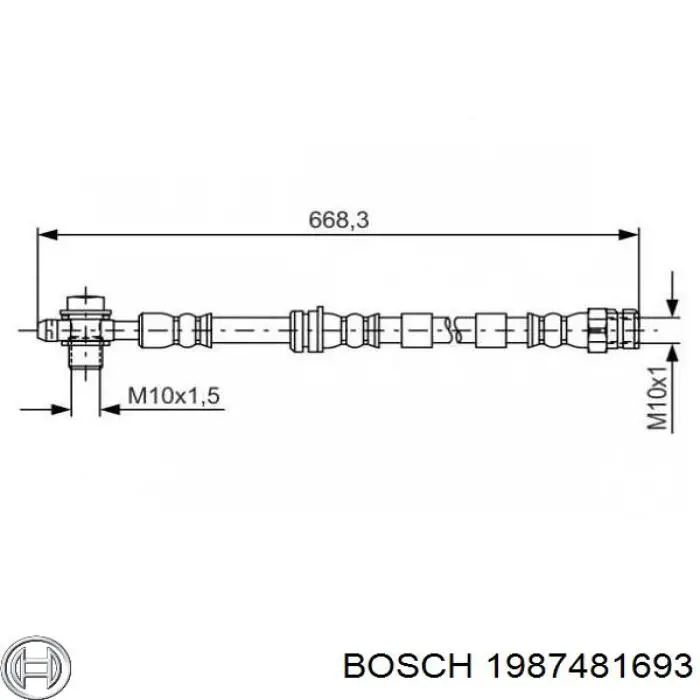 Шланг гальмівний передній 1987481693 Bosch