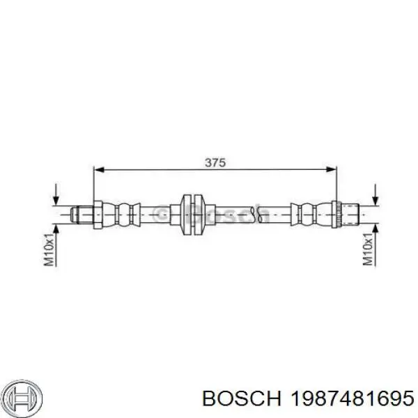 Купить 1987481695 Bosch Шланг тормозной передний