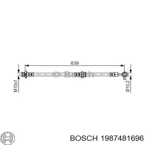 1987481696 Bosch mangueira do freio dianteira esquerda