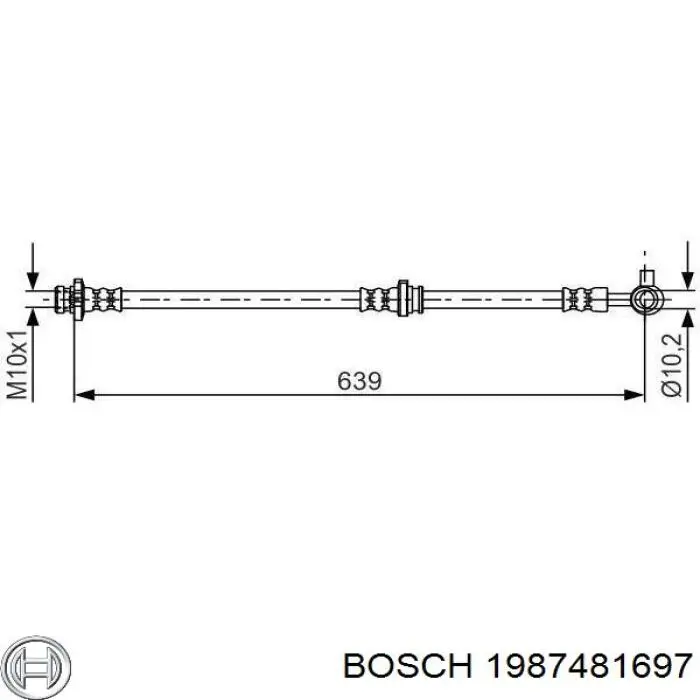 Купить 1987481697 Bosch Шланг тормозной передний, правый