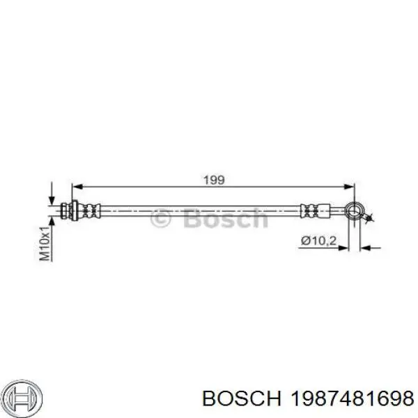 1987481698 Bosch mangueira do freio traseira direita