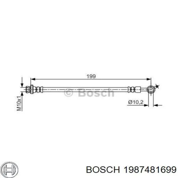 1987481699 Bosch шланг тормозной задний левый