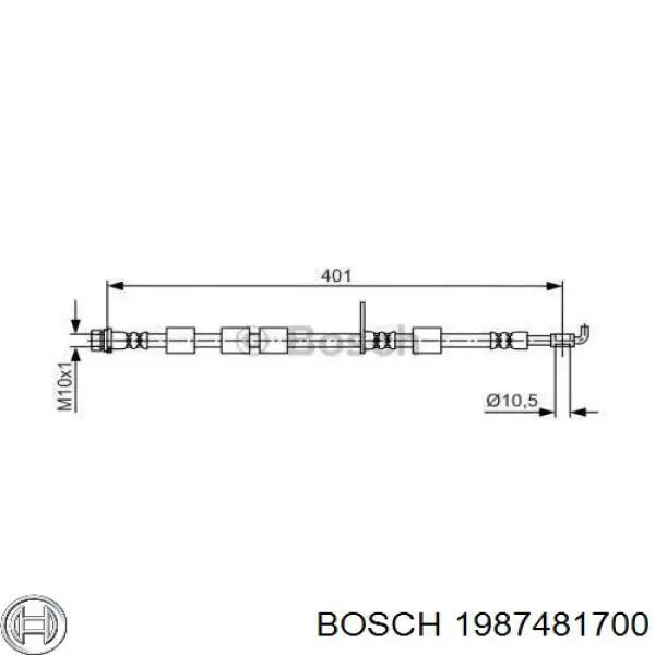 1987481700 Bosch шланг тормозной передний правый