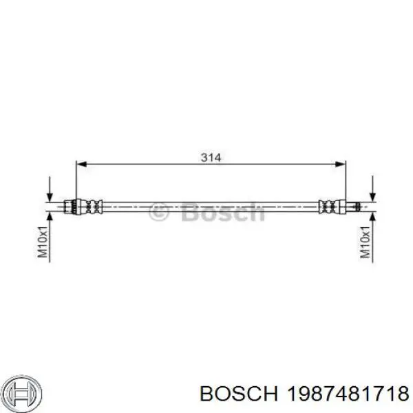 1987481718 Bosch шланг тормозной передний