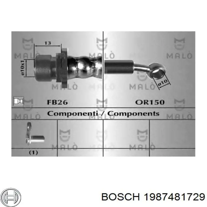 1987481729 Bosch шланг тормозной передний левый