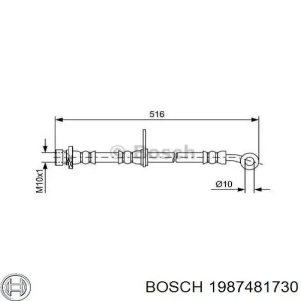 1 987 481 730 Bosch шланг тормозной передний правый
