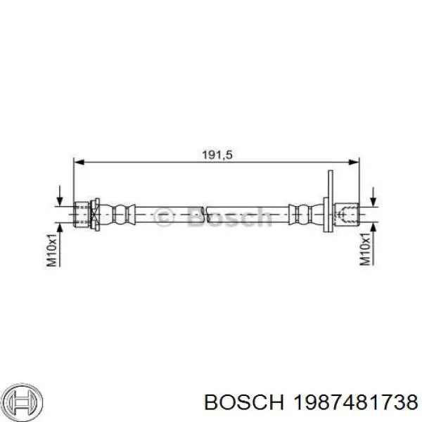 1987481738 Bosch Шланг тормозной задний левый