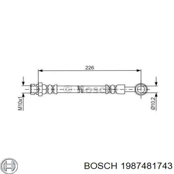 Купить 1987481743 Bosch Задний тормозной шланг