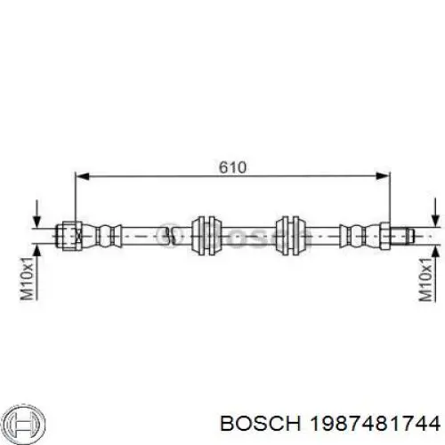 Купить 1987481744 Bosch Задний тормозной шланг