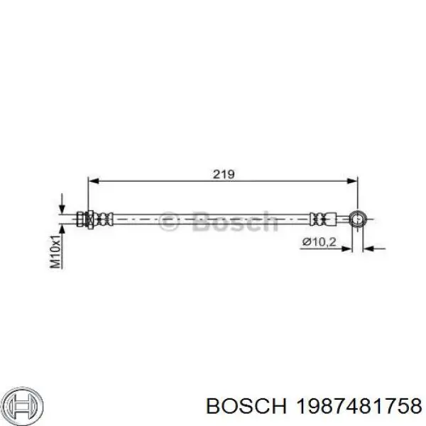 Шланг тормозной передний 1987481758 Bosch