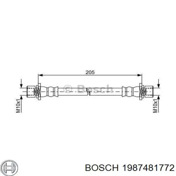 Задний тормозной шланг 1987481772 Bosch
